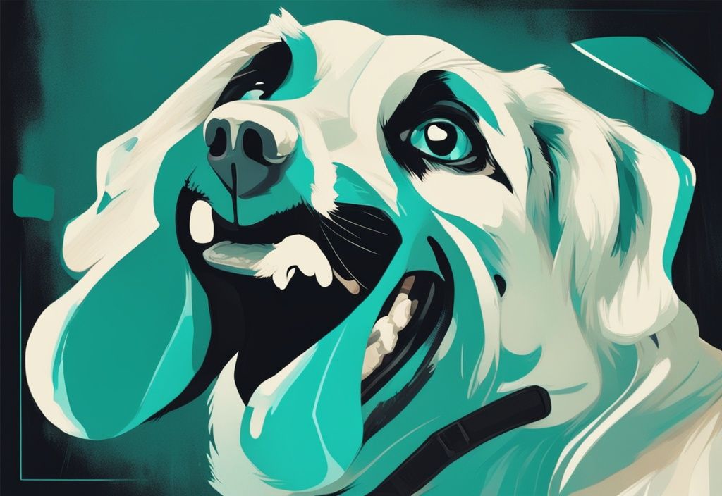 Teal-themed digital painting of a dog with a black roof mouth and infographic explaining its significance.