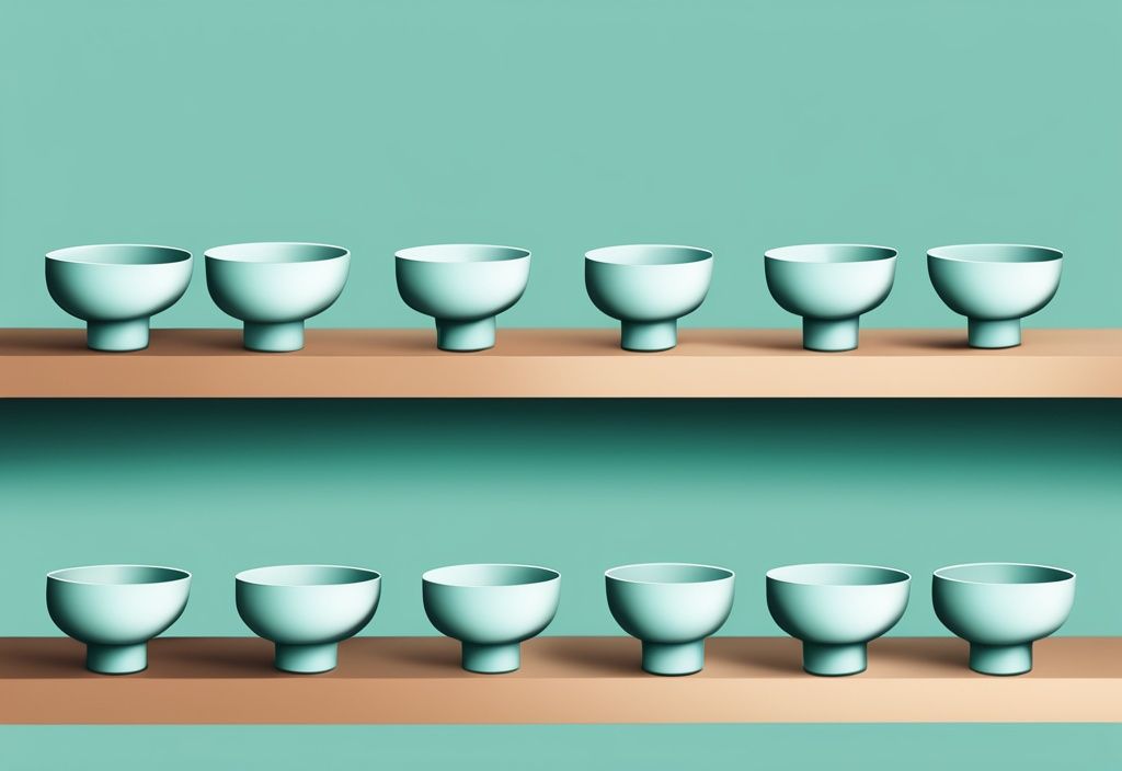 Modern digital painting of the best 10 raised dog bowls in teal, showcasing unique designs on a minimalistic background.