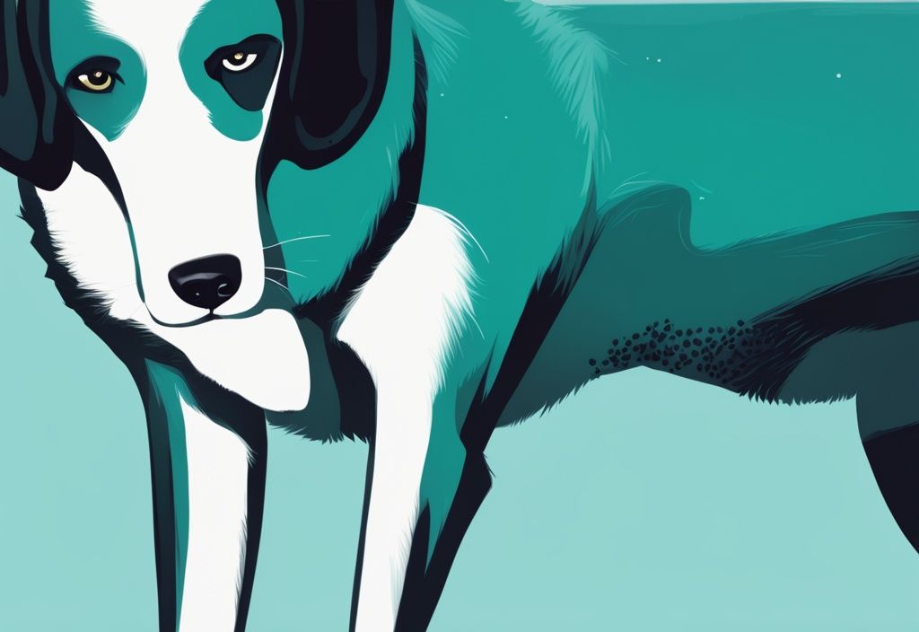 Modern digital painting of a dog's rear end with teal color theme, featuring a dingleberry in fur for educational purposes.